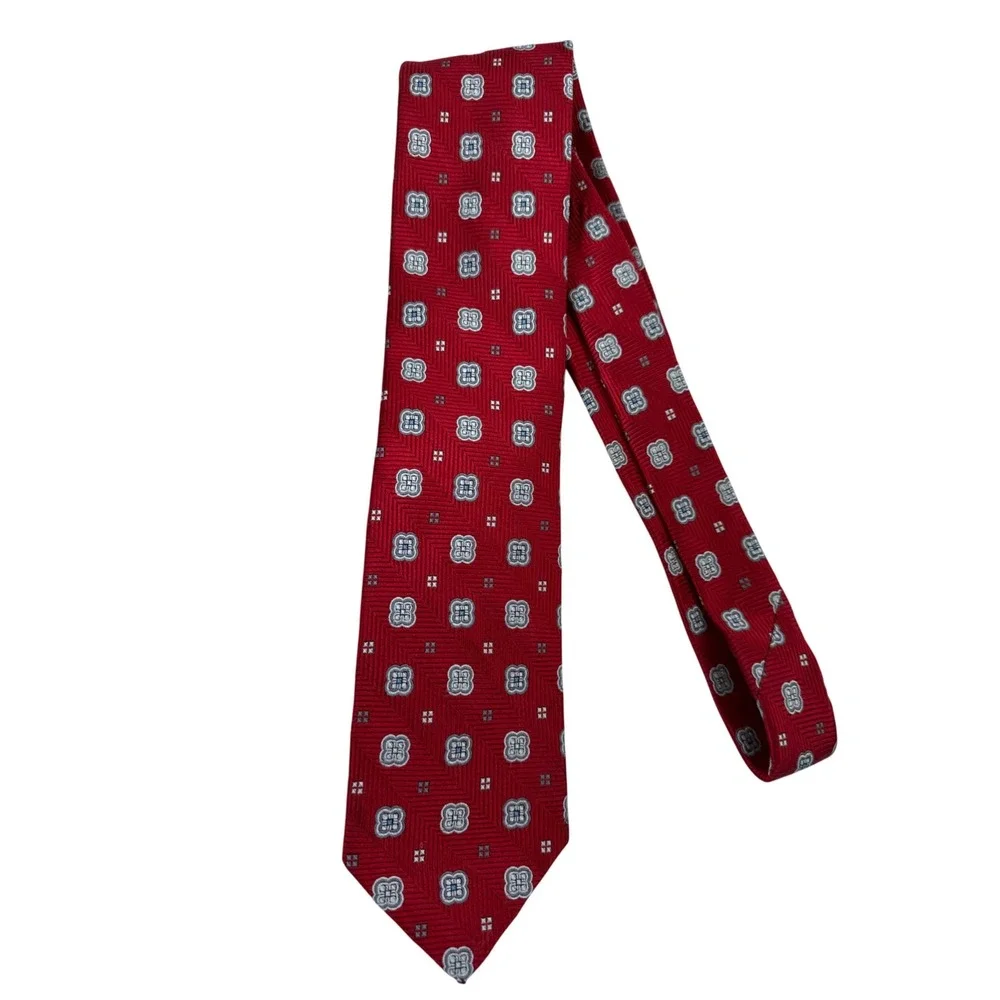 Robert Talbott Mens Best of Class Silk Necktie Red Geometric Classic Made in USA